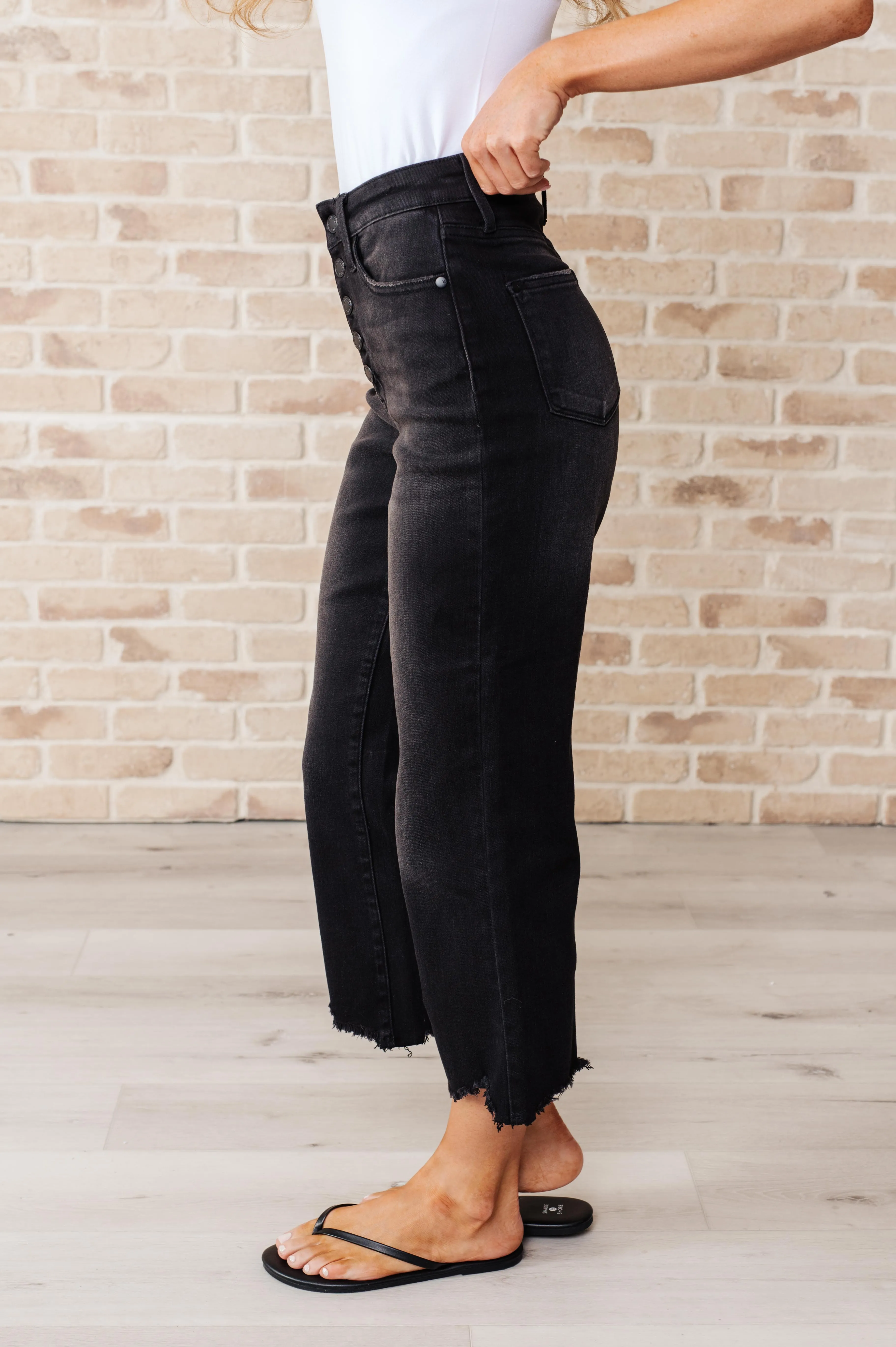 High Rise Button Fly Wide Leg Crop Jeans by Judy  Blue