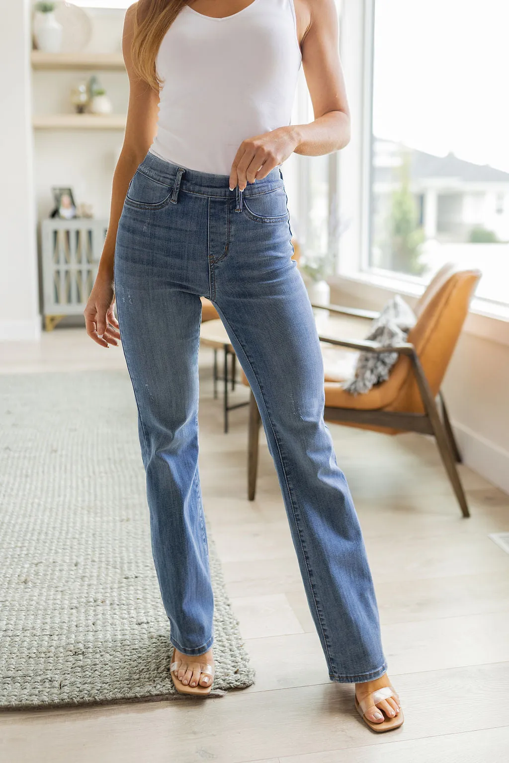 High Rise Pull On Slim Bootcut by Paula