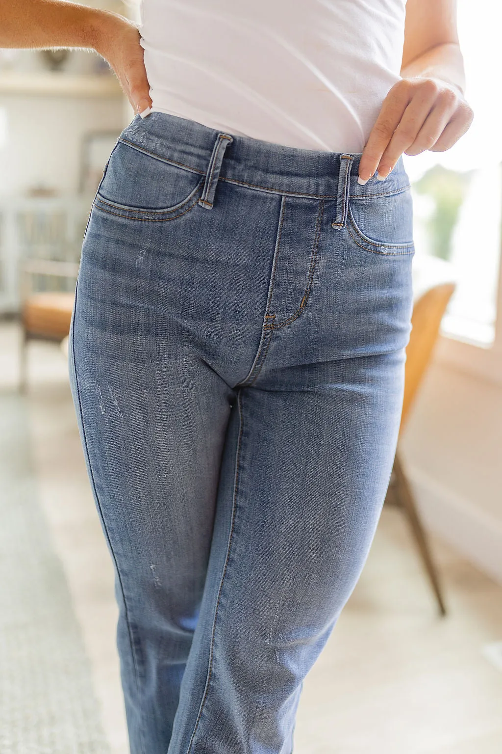 High Rise Pull On Slim Bootcut by Paula