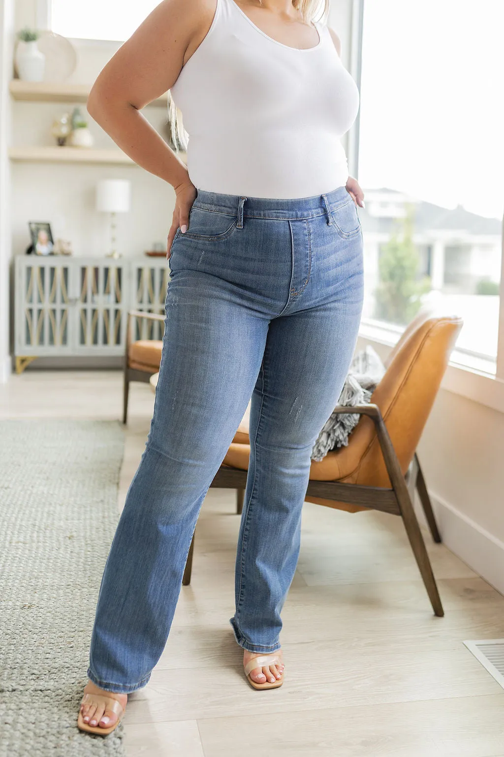 High Rise Pull On Slim Bootcut by Paula