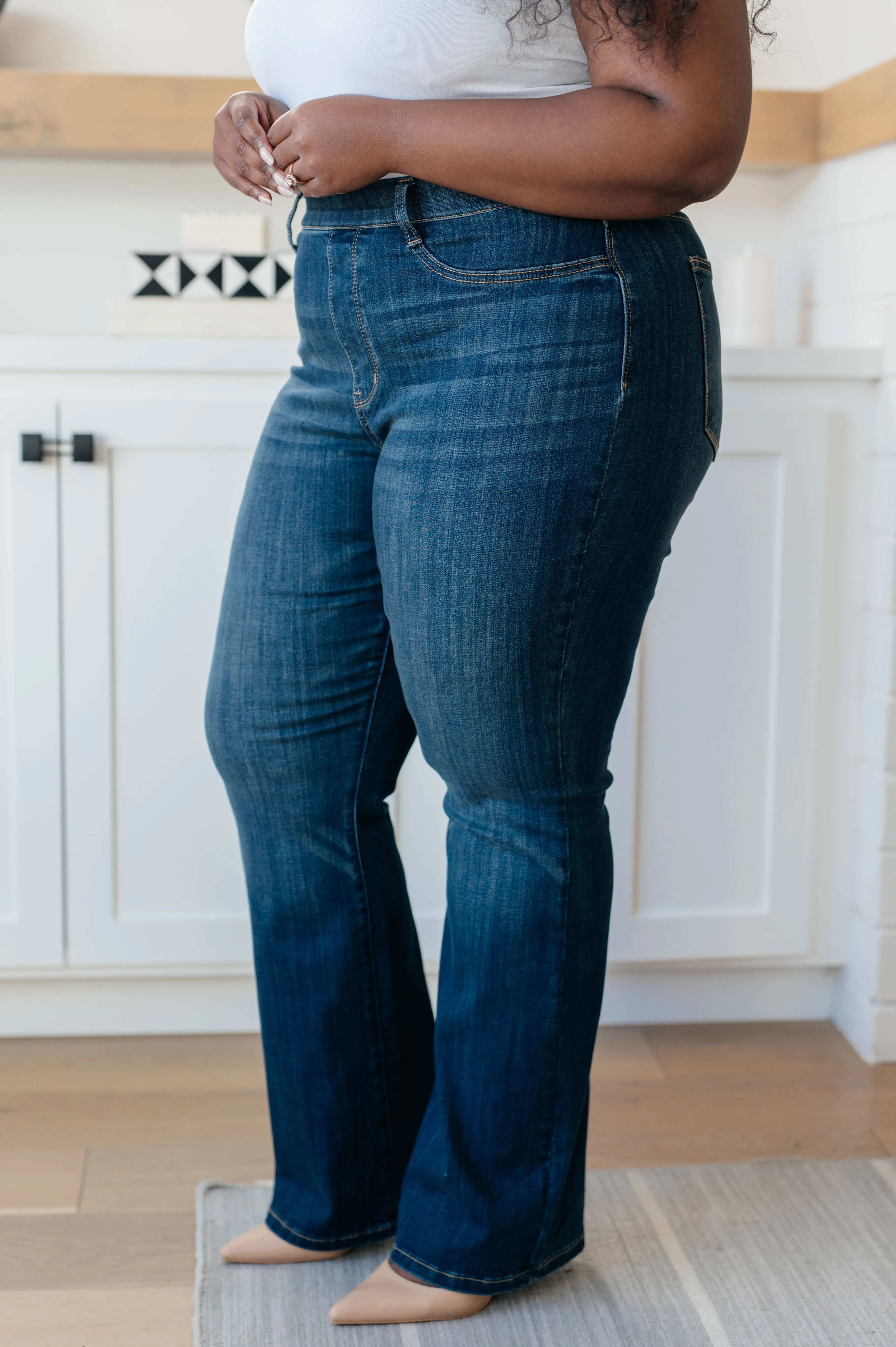 High Rise Pull On Slim Bootcut Jeans by Ricki