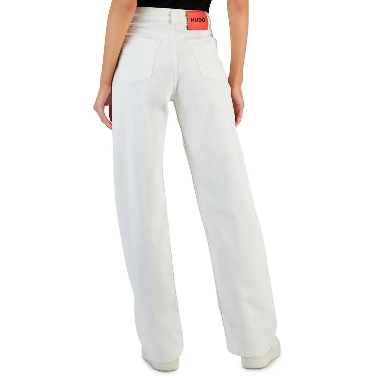 Solid High Rise Wide Leg Jeans by Hugo