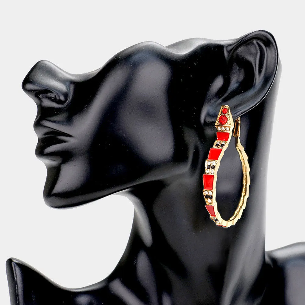 Stone Enamel Snake Earrings