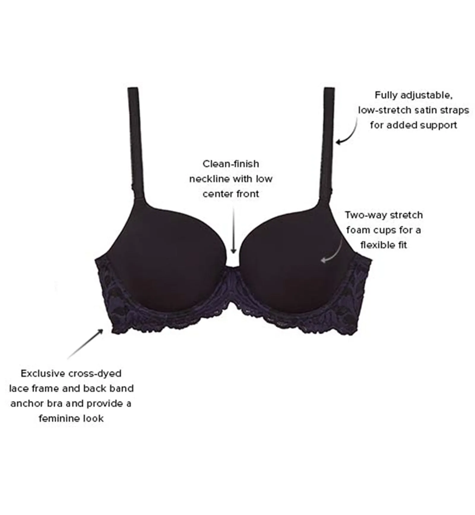 Instant Icon Contour Plunge Underwire Bra in Black Eclipse