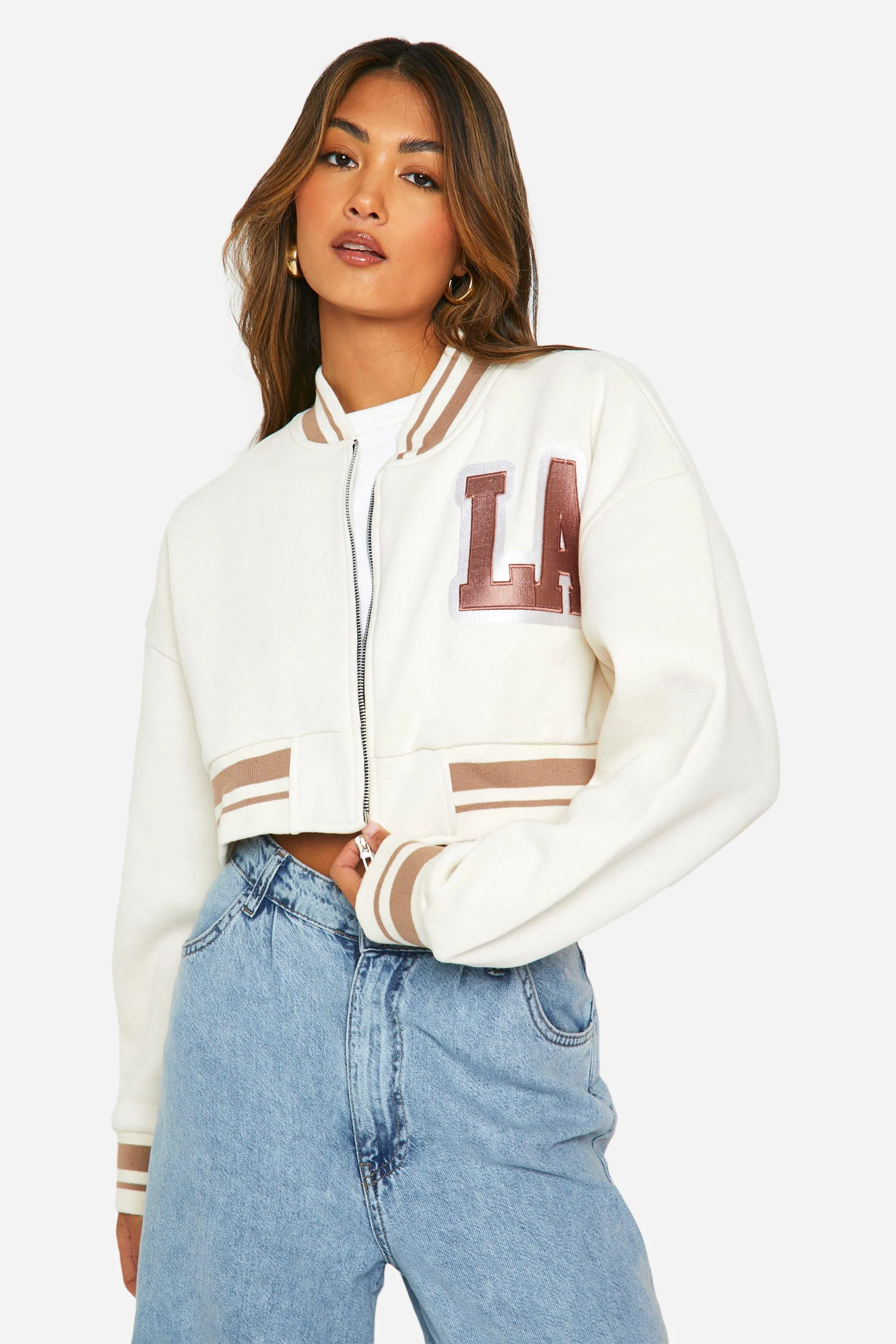 Crop Varsity Bomber Jacket