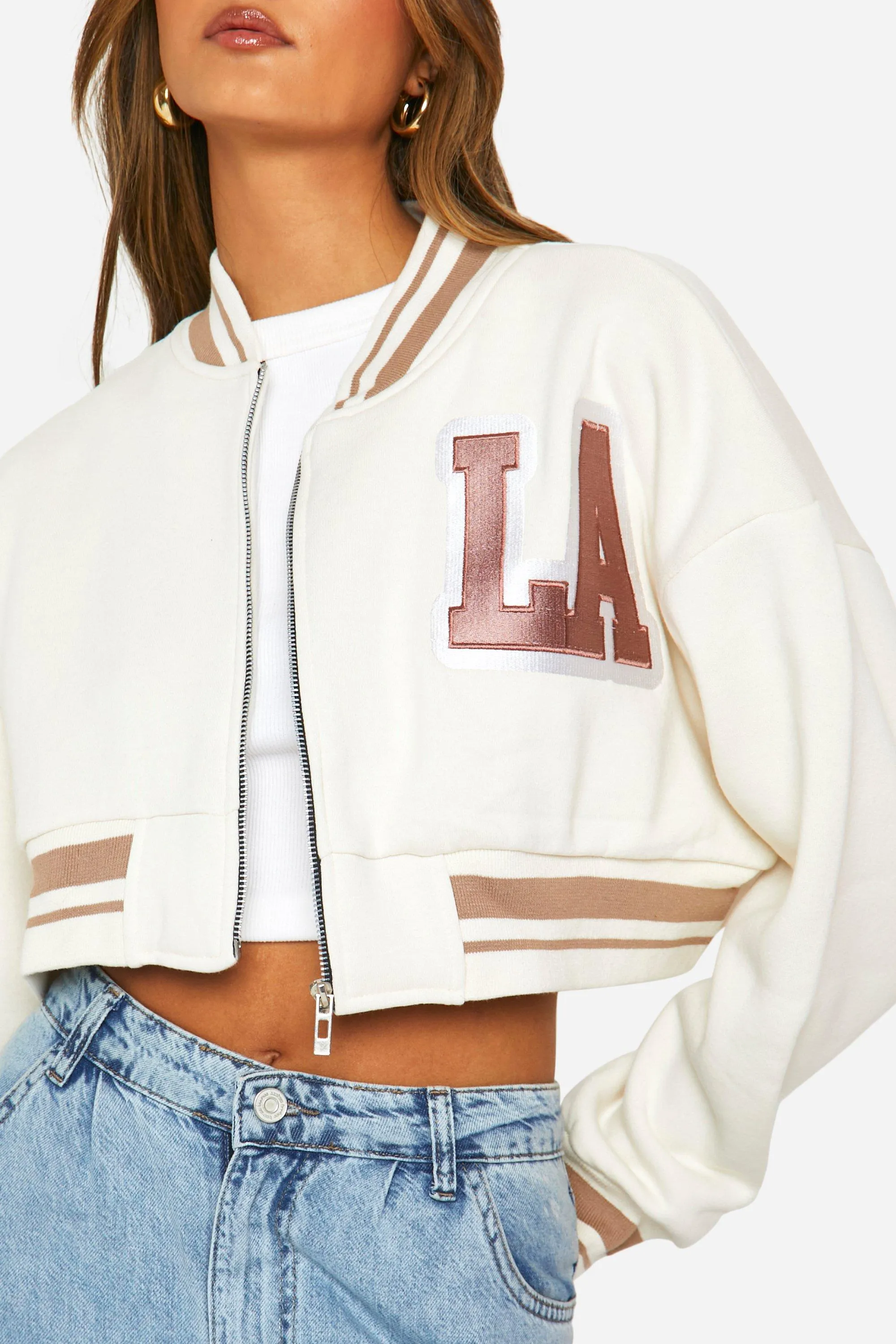 Crop Varsity Bomber Jacket