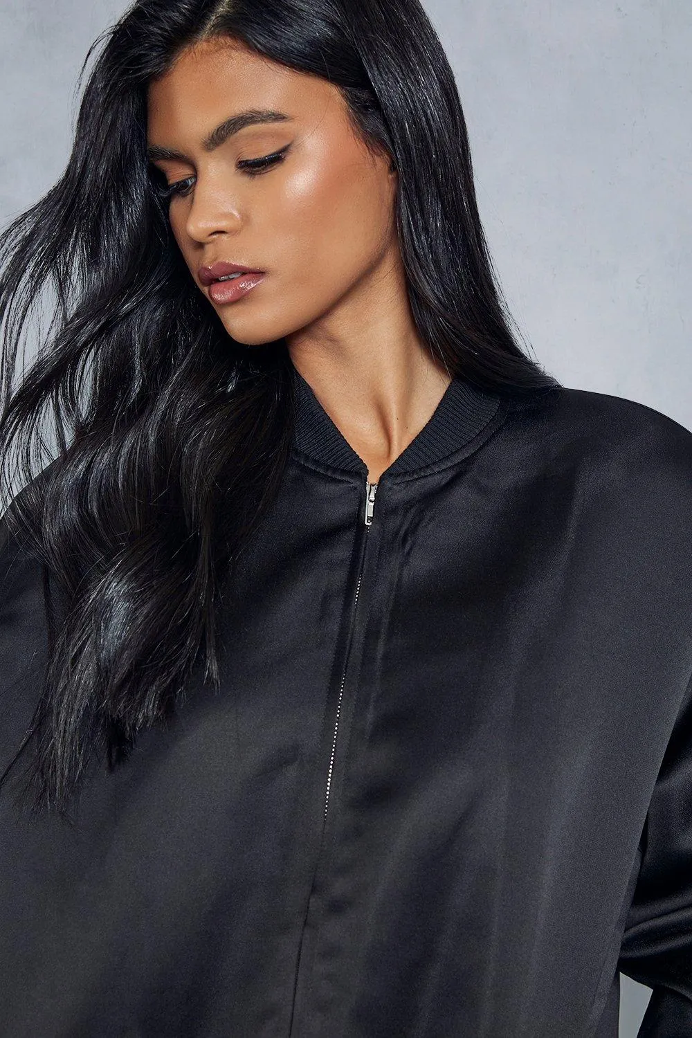 Faux Leather Crop Bomber Jacket