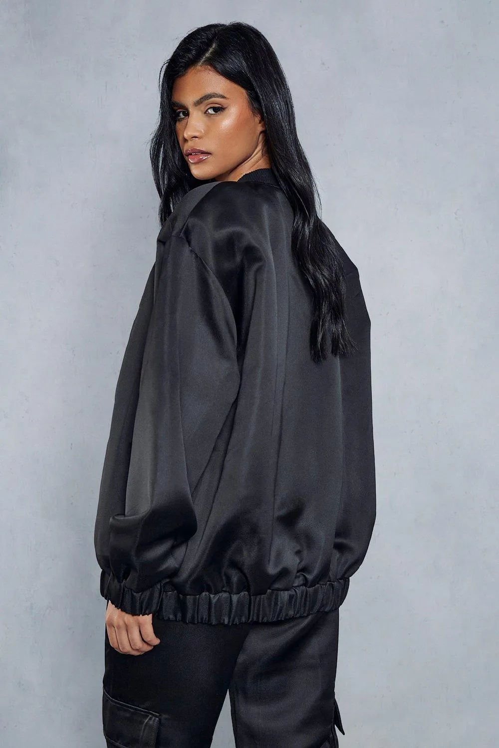 Faux Leather Crop Bomber Jacket