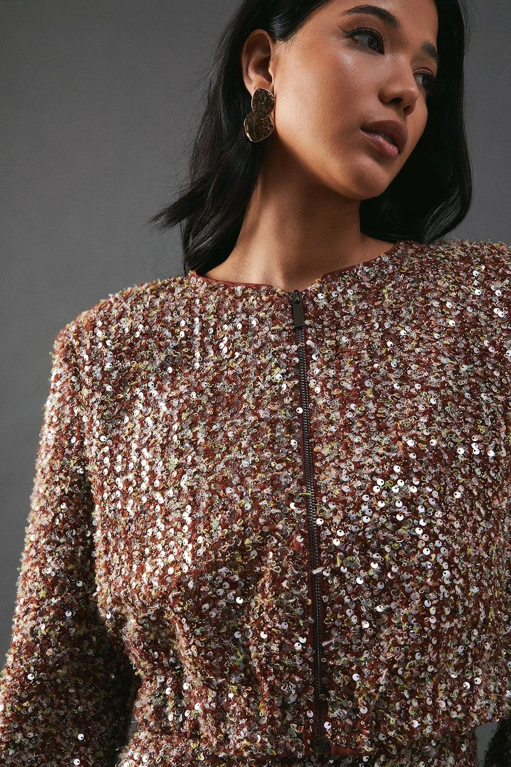 Sequin Cardigan Bomber