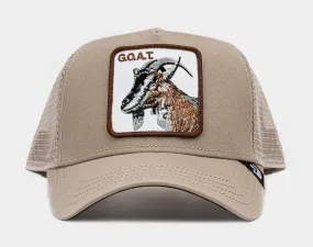 Goat 14x14 Trucker Men's Hat Khaki White