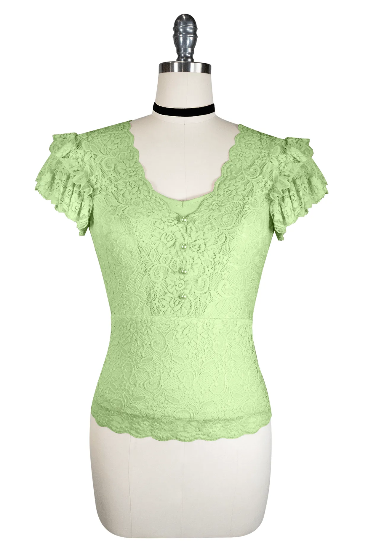 Green Lace Top La Luna Paris Lace Midi