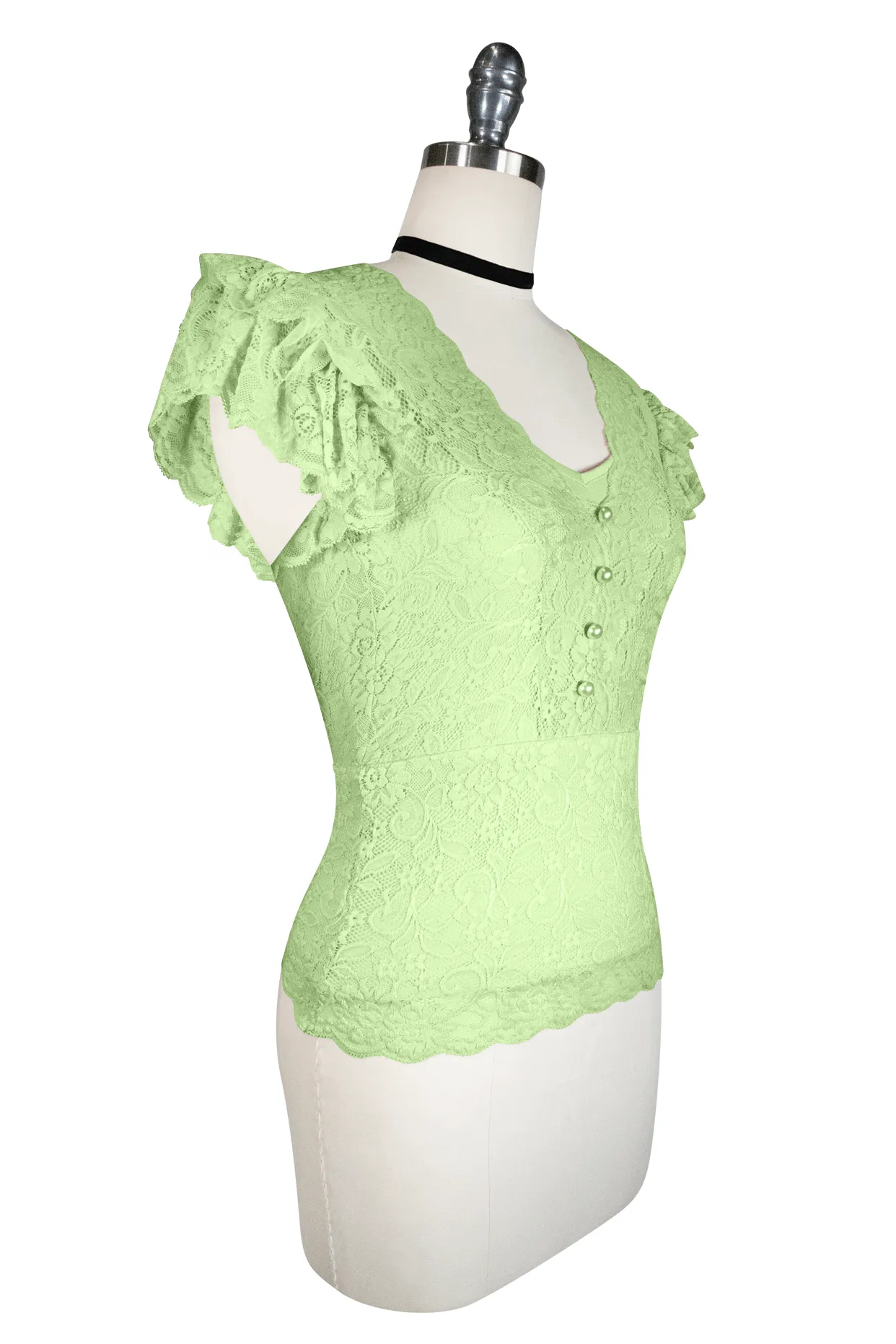 Green Lace Top La Luna Paris Lace Midi