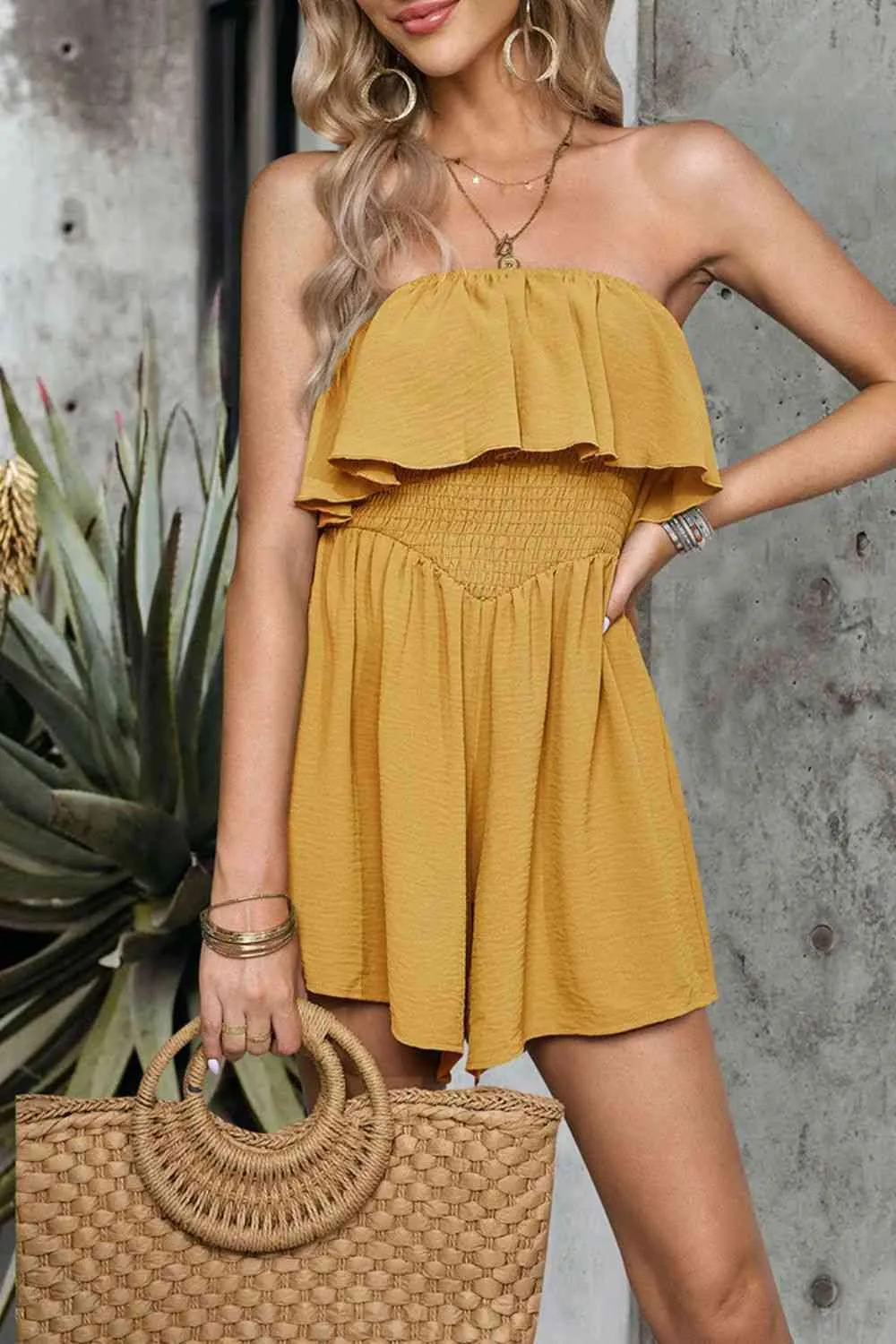 Smocked Strapless Romper