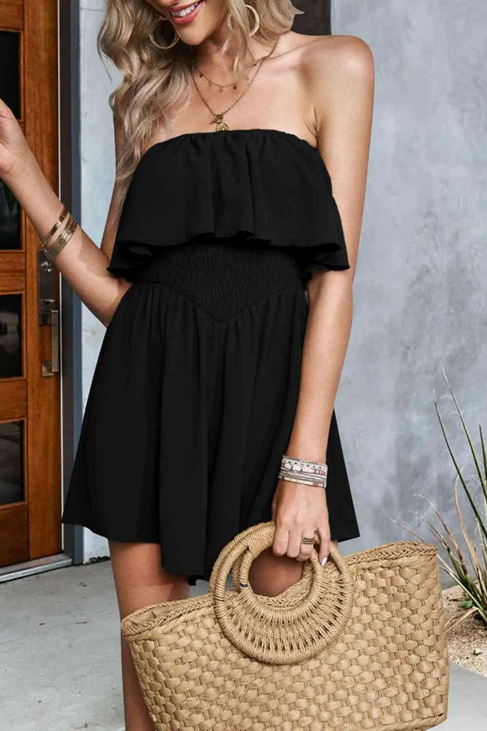 Smocked Strapless Romper