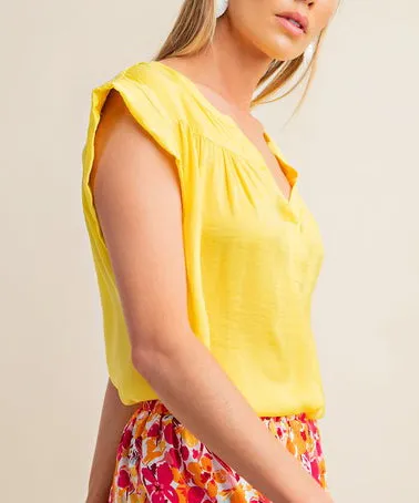 Lemon Satin Woven Top