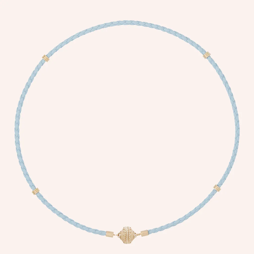 Light Blue Aspen Leather Mini Necklace