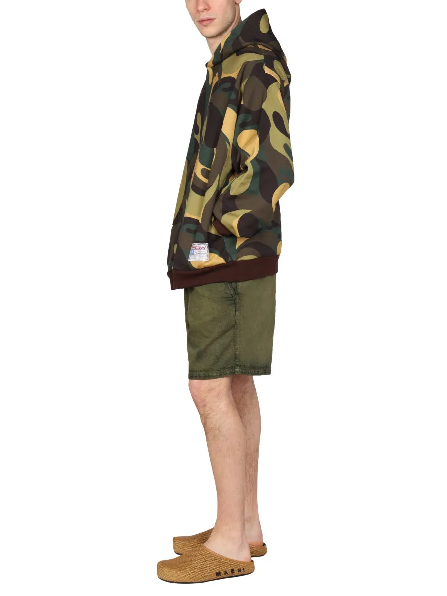 Logo Patch Knee-Length Shorts by Marni