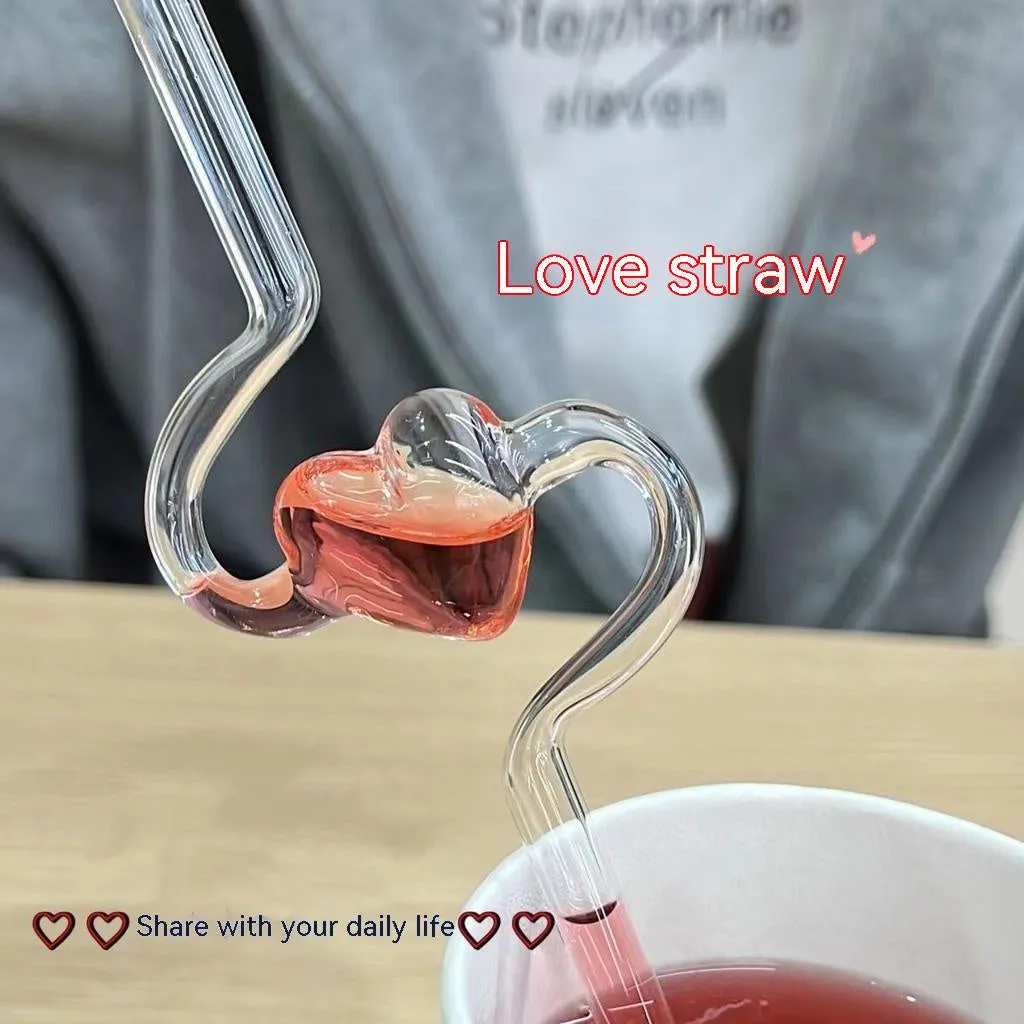 Heart Glass Straw