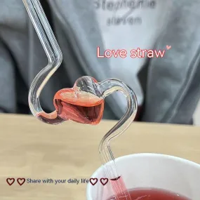 Heart Glass Straw