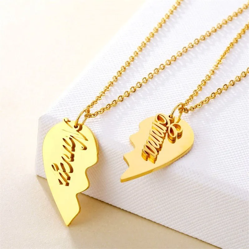 Personalized Heart Matching Necklaces