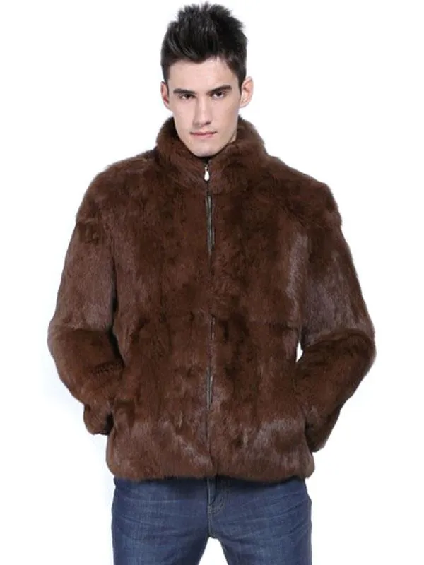 Men's Fuzzy Faux Fur Bomber Jacket