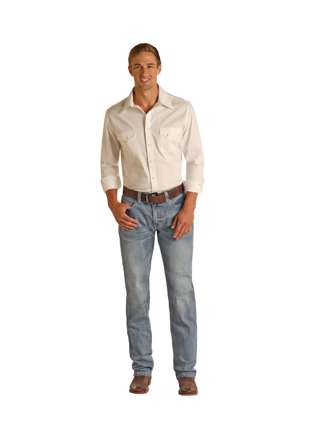 Mens Relaxed Tapered Stackable Bootcut Jeans