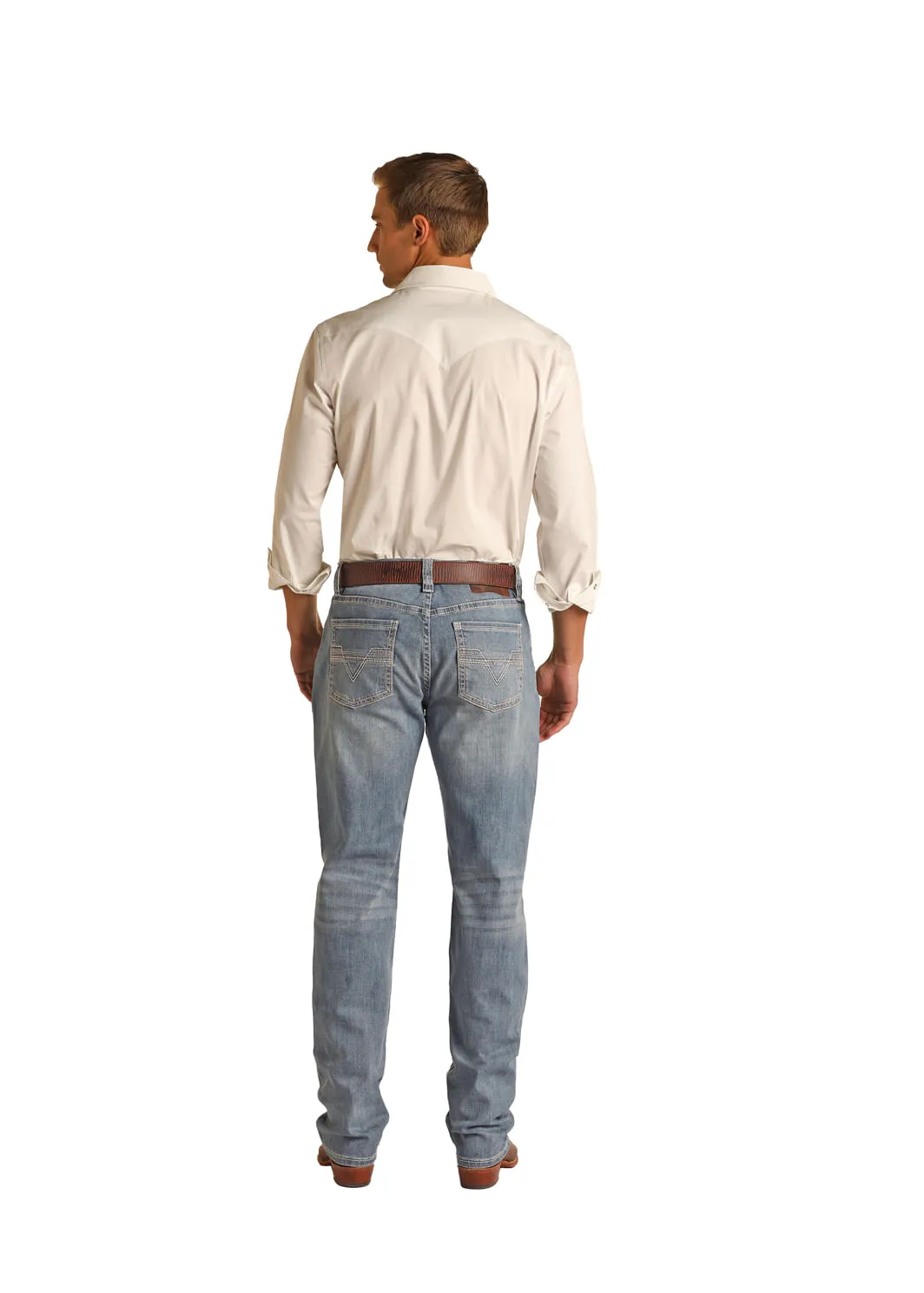 Mens Relaxed Tapered Stackable Bootcut Jeans