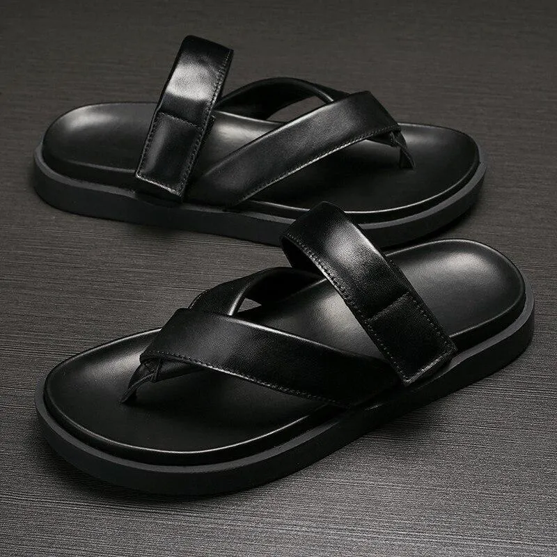 Summer Leather Platform Sandals Men