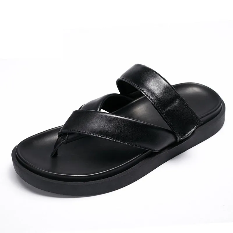 Summer Leather Platform Sandals Men