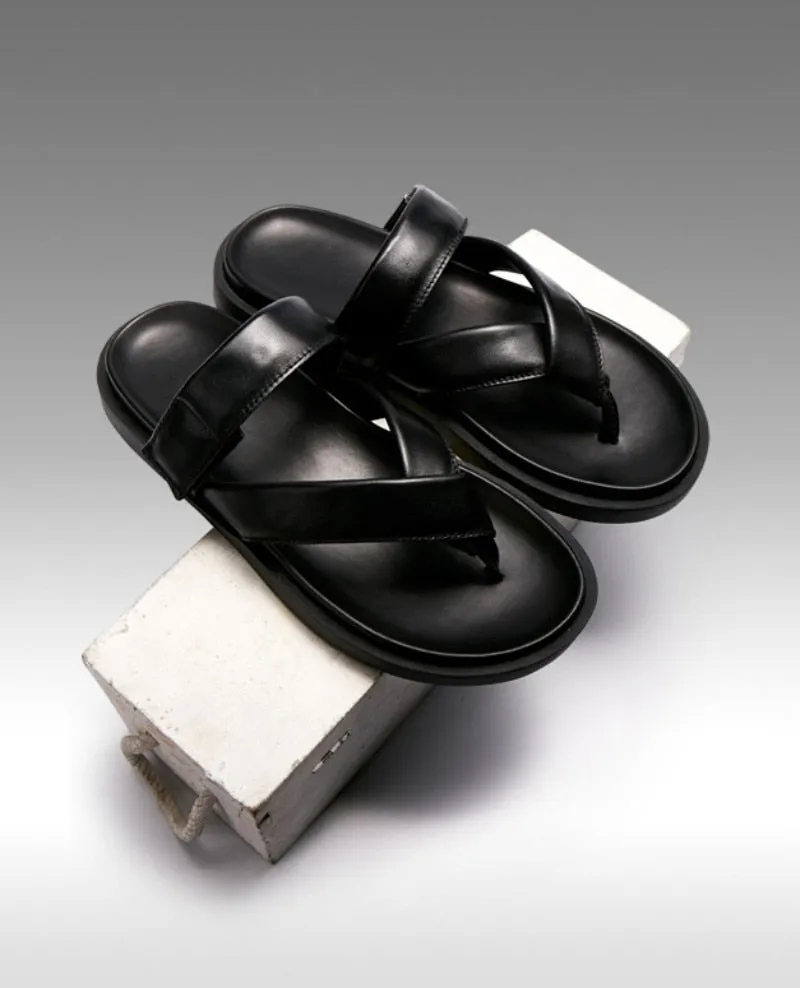 Summer Leather Platform Sandals Men