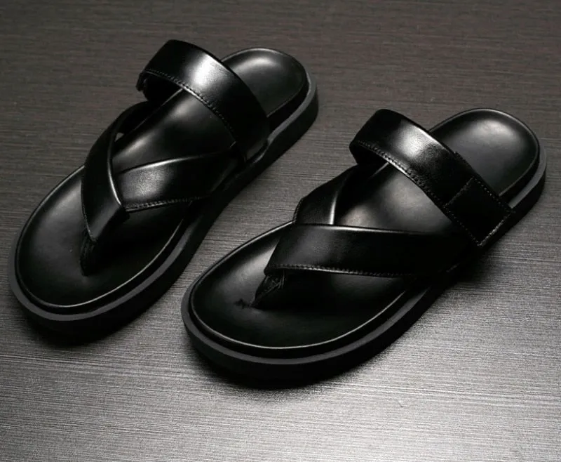 Summer Leather Platform Sandals Men