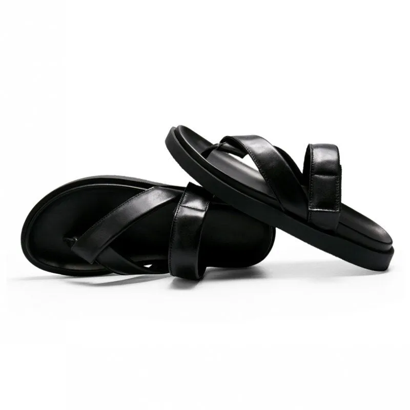 Summer Leather Platform Sandals Men