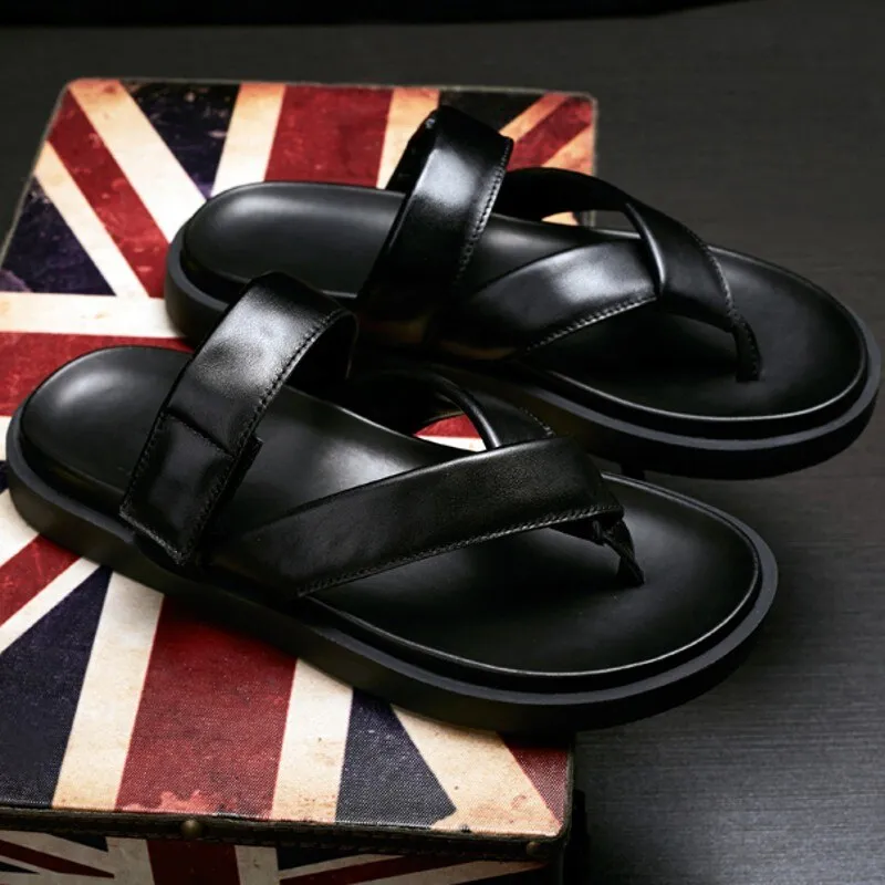 Summer Leather Platform Sandals Men