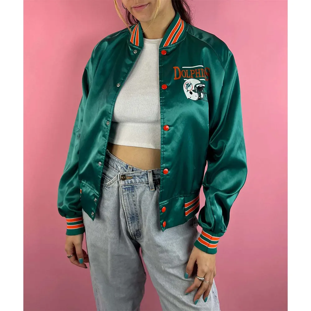 Miami Dolphins 90s Bomber Satin Jacket