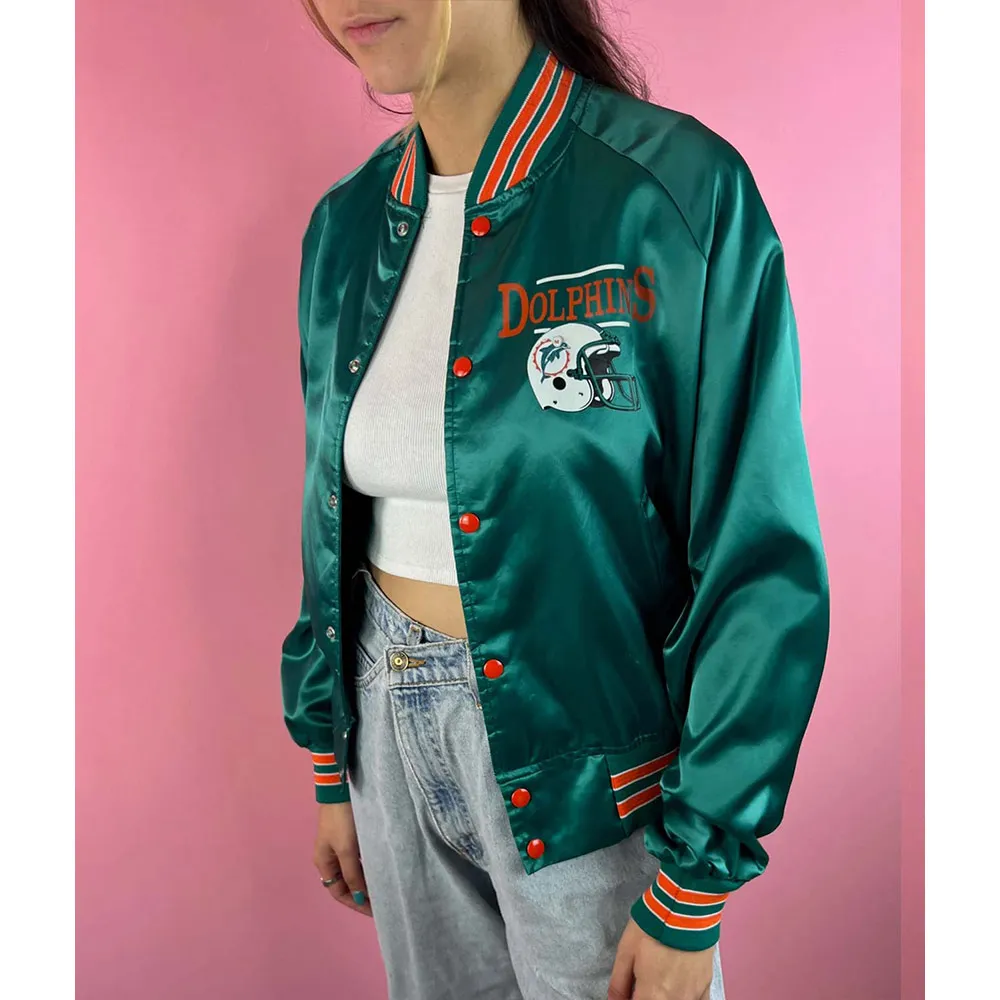 Miami Dolphins 90s Bomber Satin Jacket