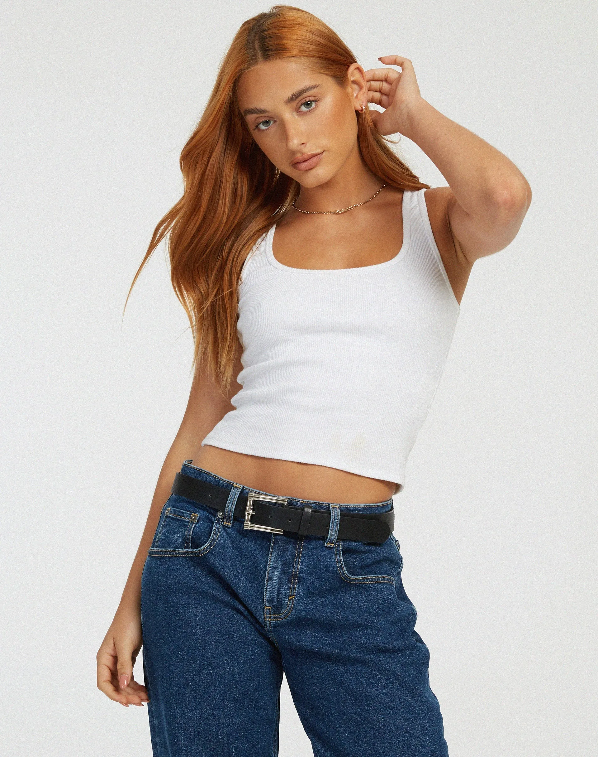 Mid Blue Used Low Rise Parallel Jeans