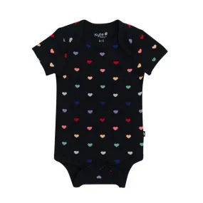 Midnight Rainbow Heart Printed Short Sleeve Bodysuit by Kyte Baby