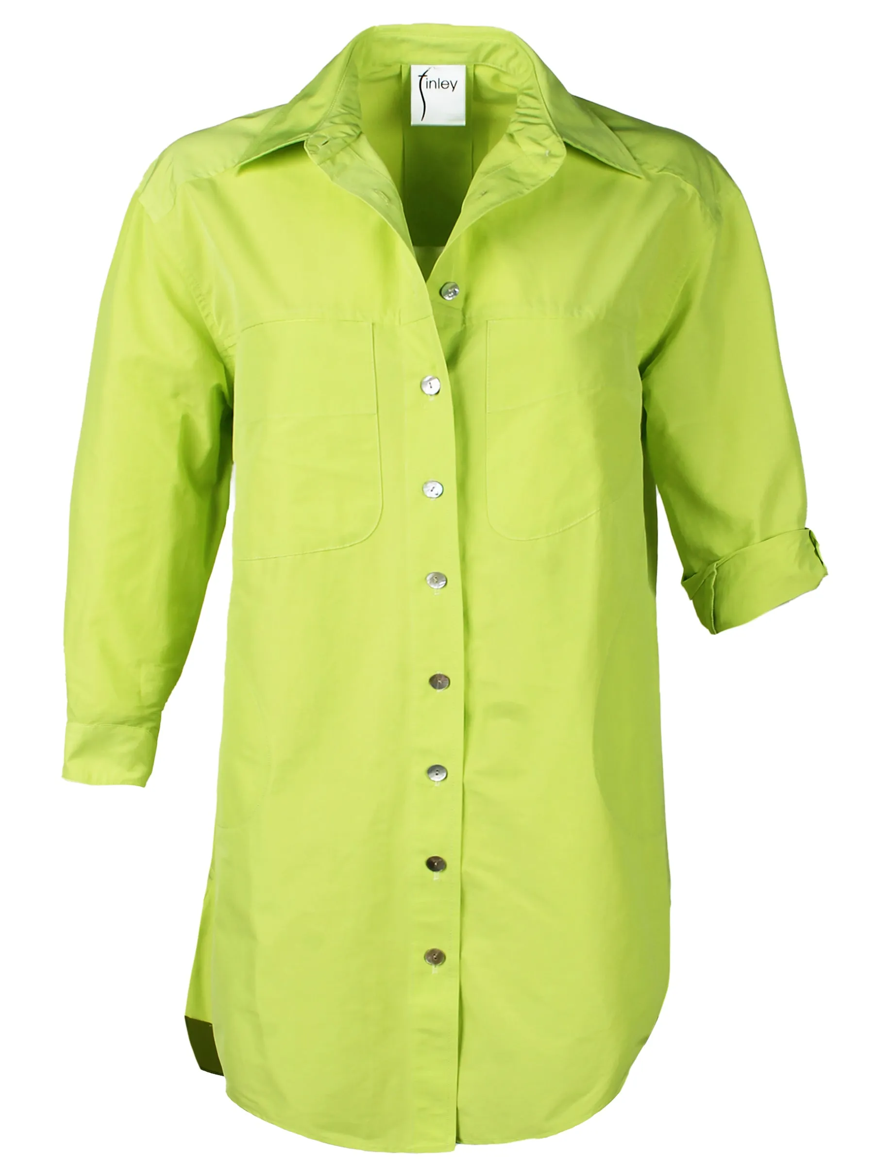 Neon Lime Shirt Dress Techy Taffeta