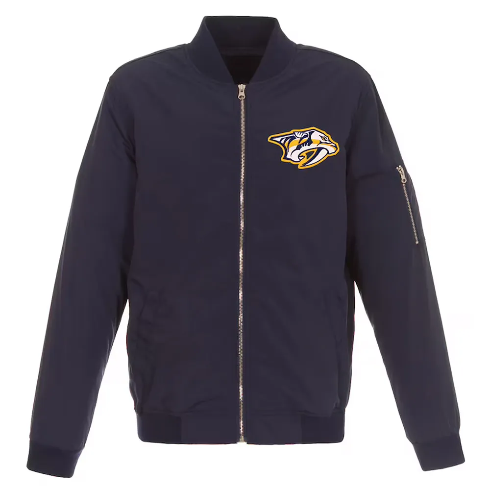 Nashville Predators Navy Lightweight Nylon Bomber Jacket