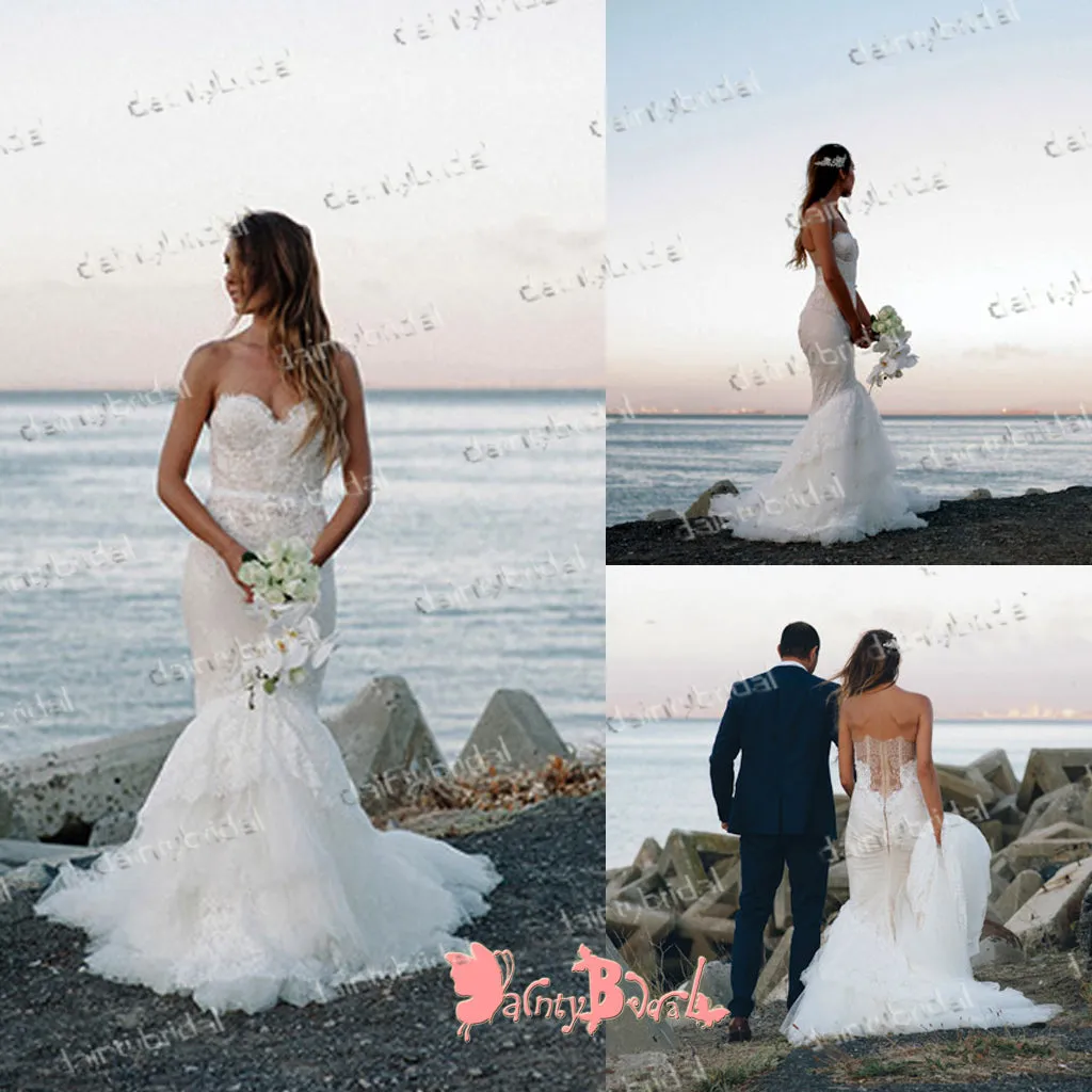 Elegant Sweetheart Mermaid Wedding Gown with Sexy See-through Back