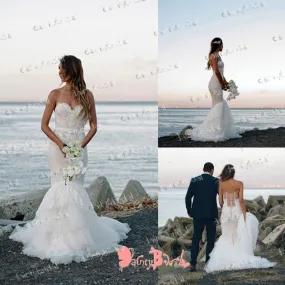 Elegant Sweetheart Mermaid Wedding Gown with Sexy See-through Back