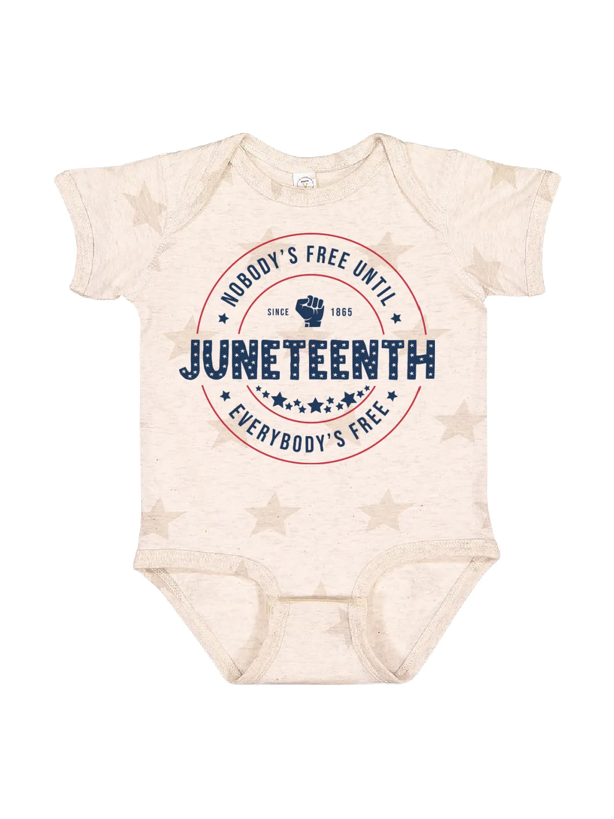 Juneteenth Baby Bodysuits - Red, Blue, Gray, & Natural Stars