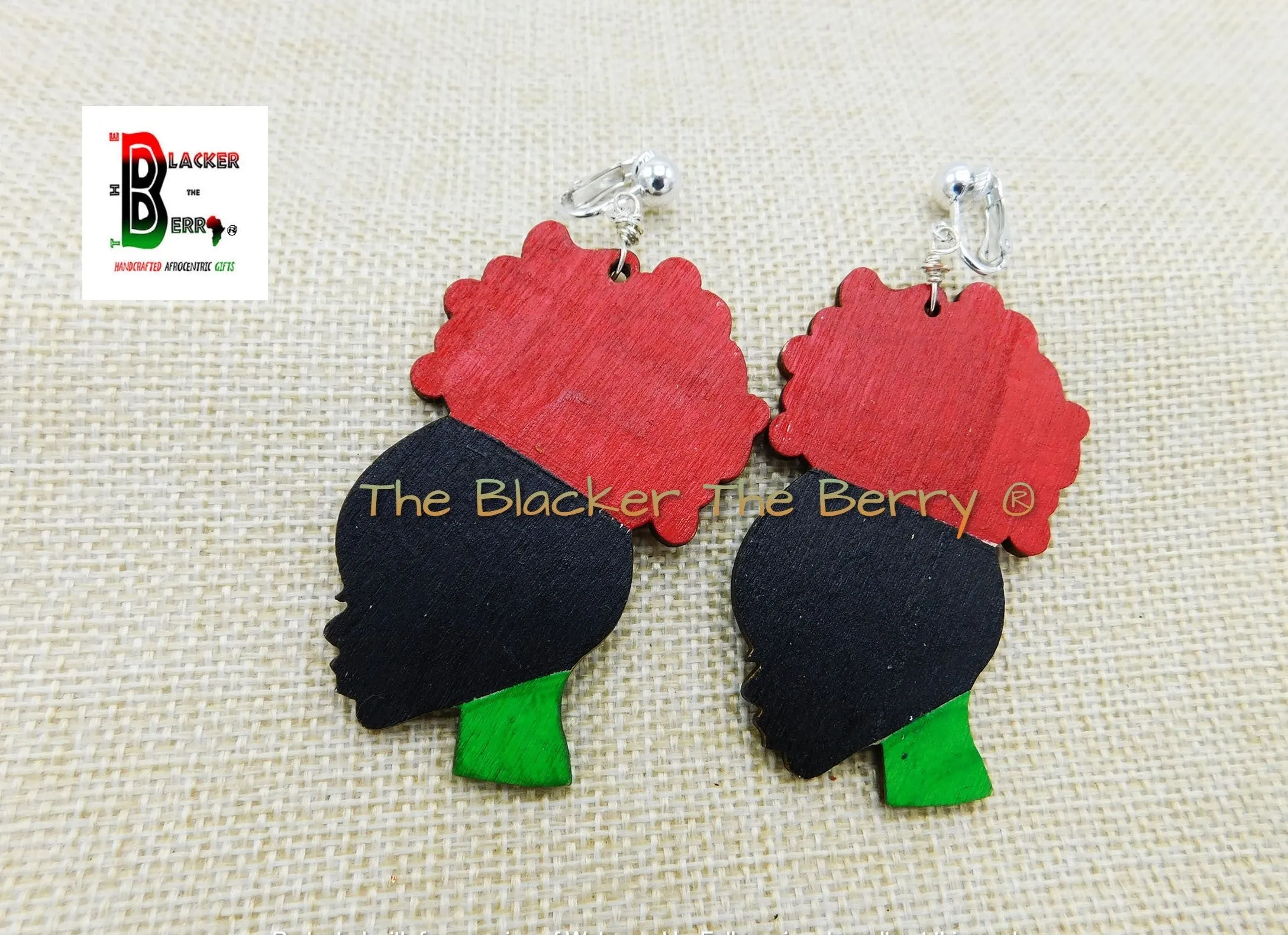 African Women Clip On Earrings