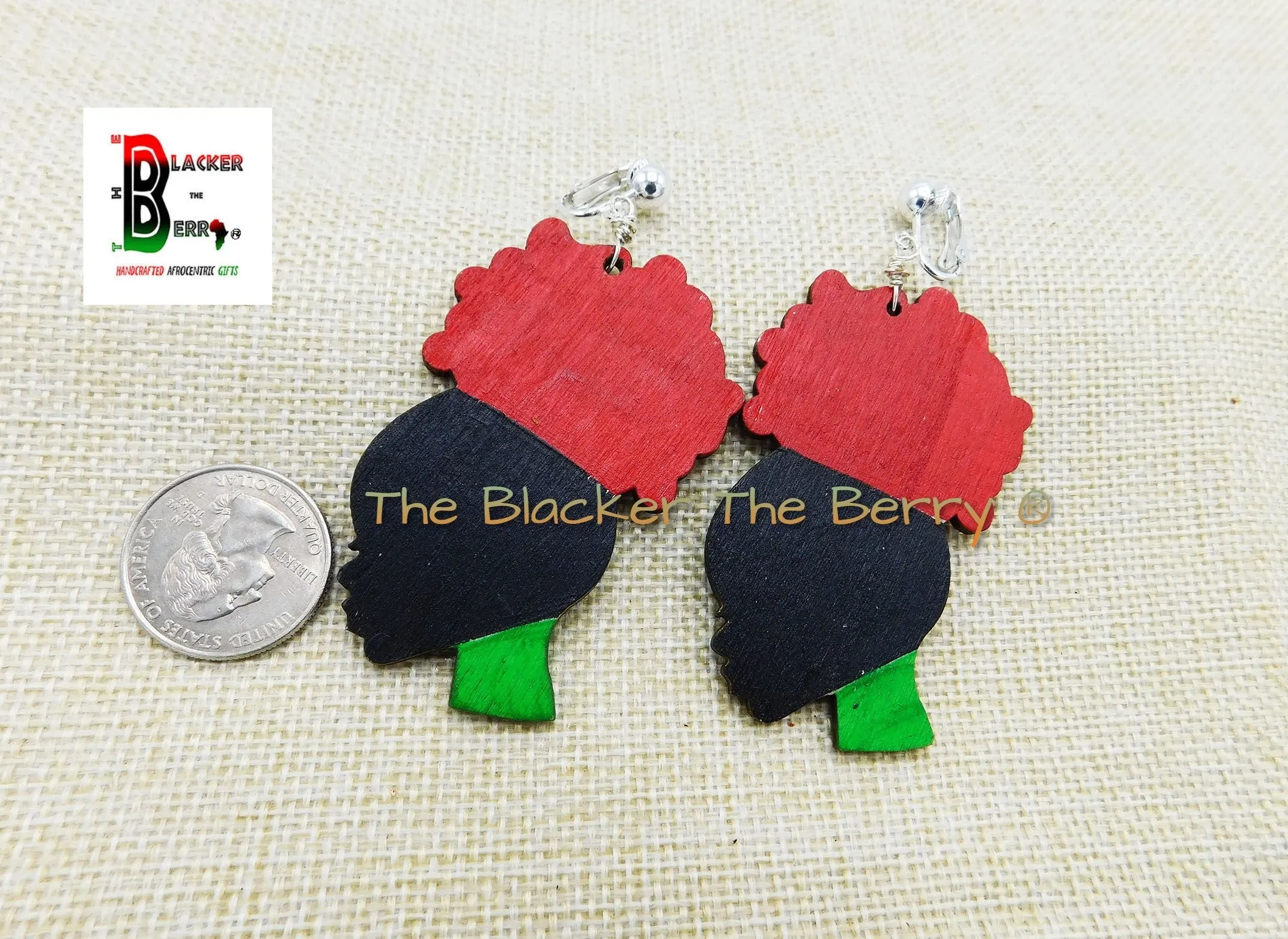 African Women Clip On Earrings