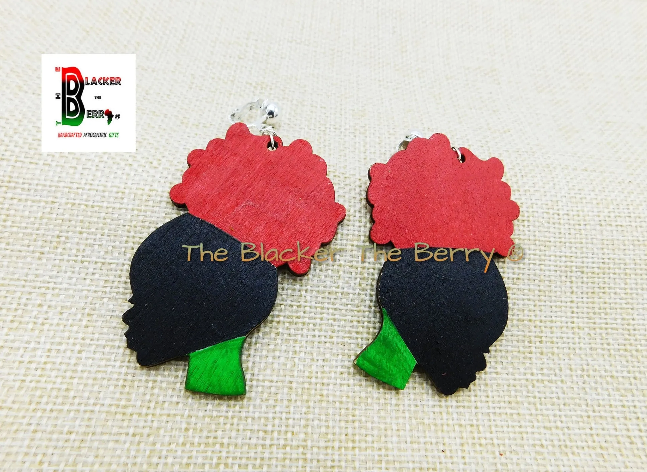 African Women Clip On Earrings