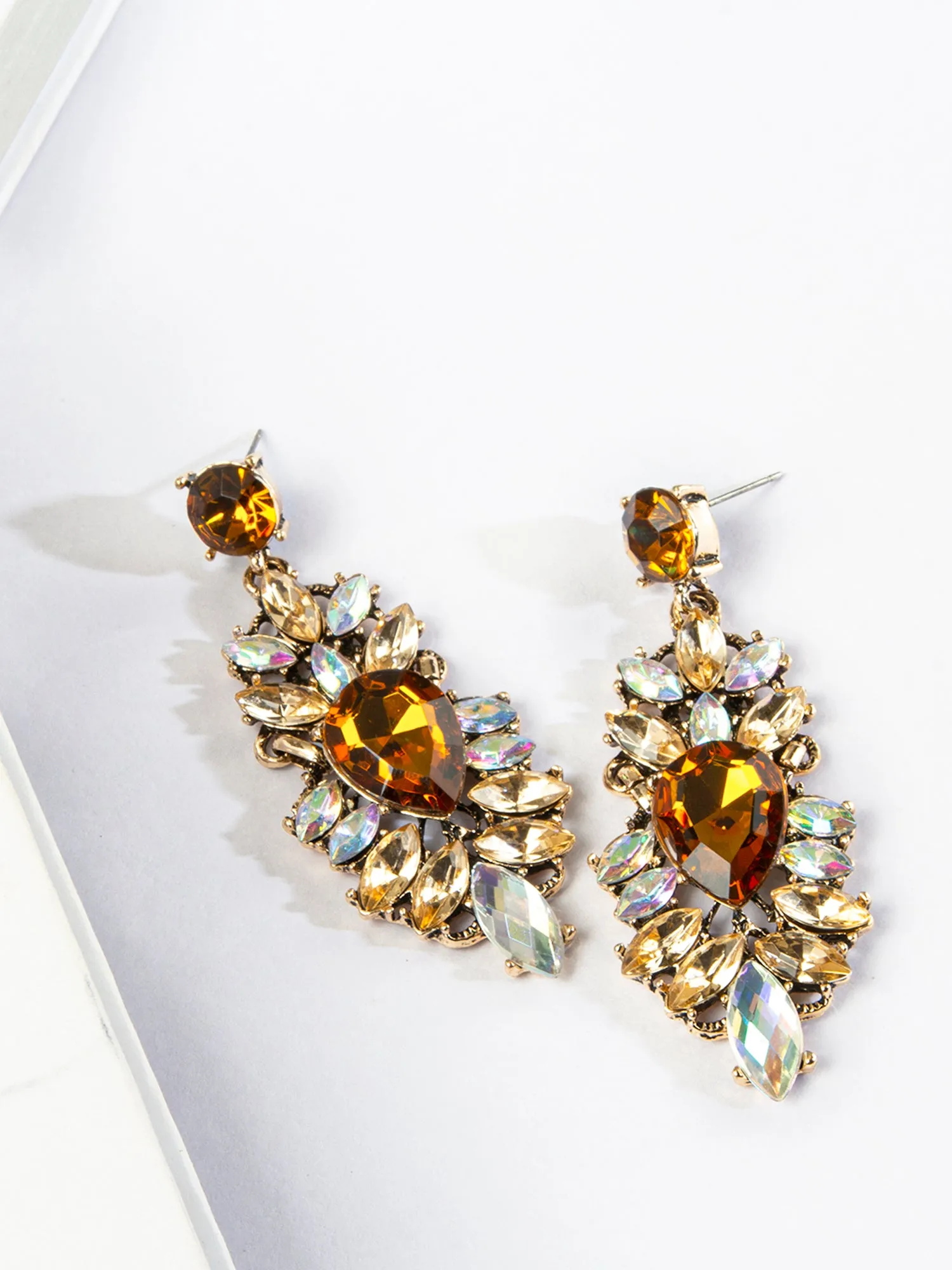 Orange Stone Earrings with Embellishments