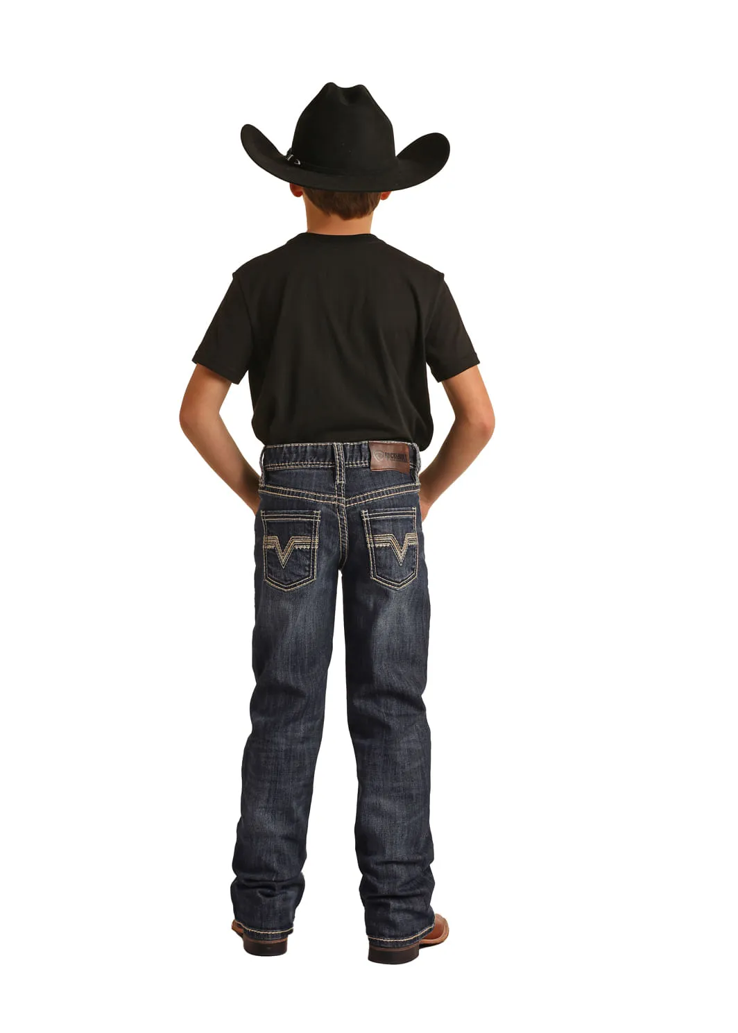 Dark Vintage Two Tone Rope Bootcut Jeans for Boys