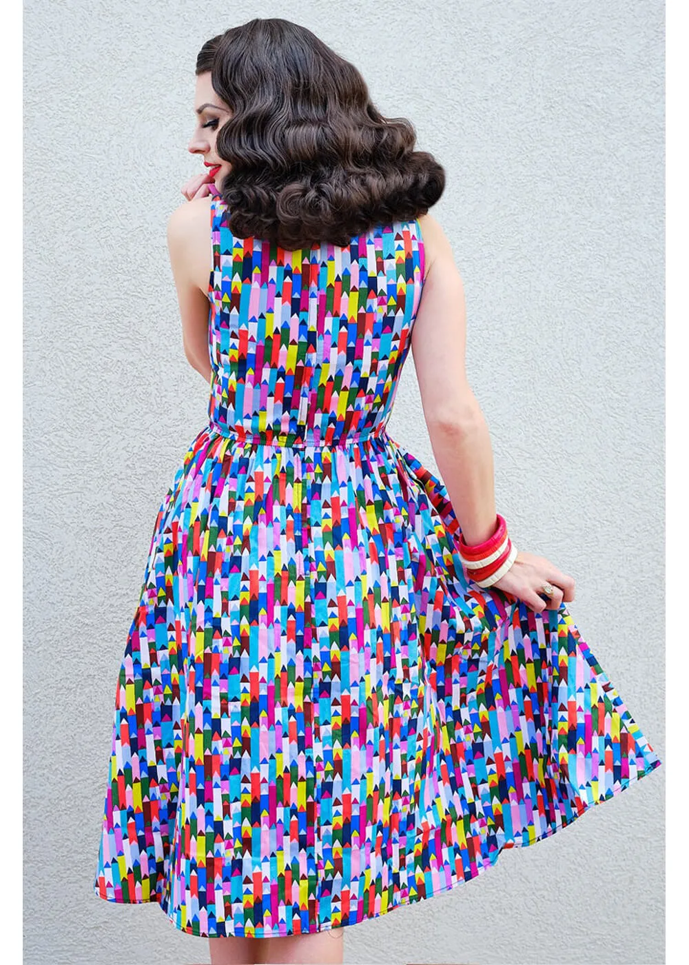 Pencils Midi 50's Swing Dress in Multi