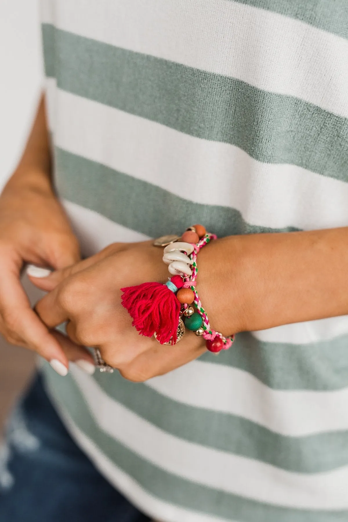 Vibrant Pink Braided Bracelet