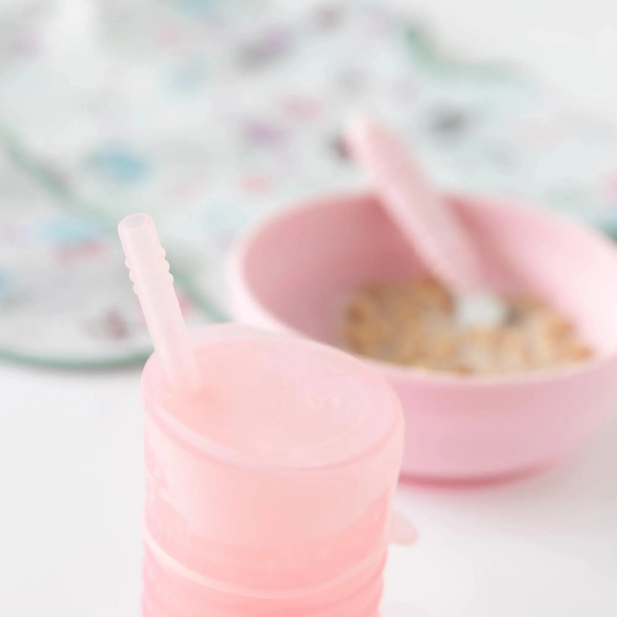 Pink Silicone Straw Cup with Lid